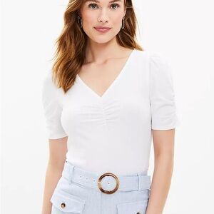 EUC RED Cinched V-Neck Top (white picture is for reference)